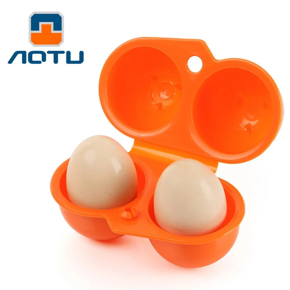 AOTU AT6358 2 Eggs Slots Holder Shockproof Plastic Storage Box for Camping Hiking - Orange - 1