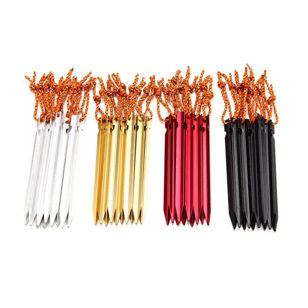 4Pcs/Set AOTU AT6535 Aluminum Alloy Triangular Shape Tent Nail Peg Tent Stake - Random Color - 1