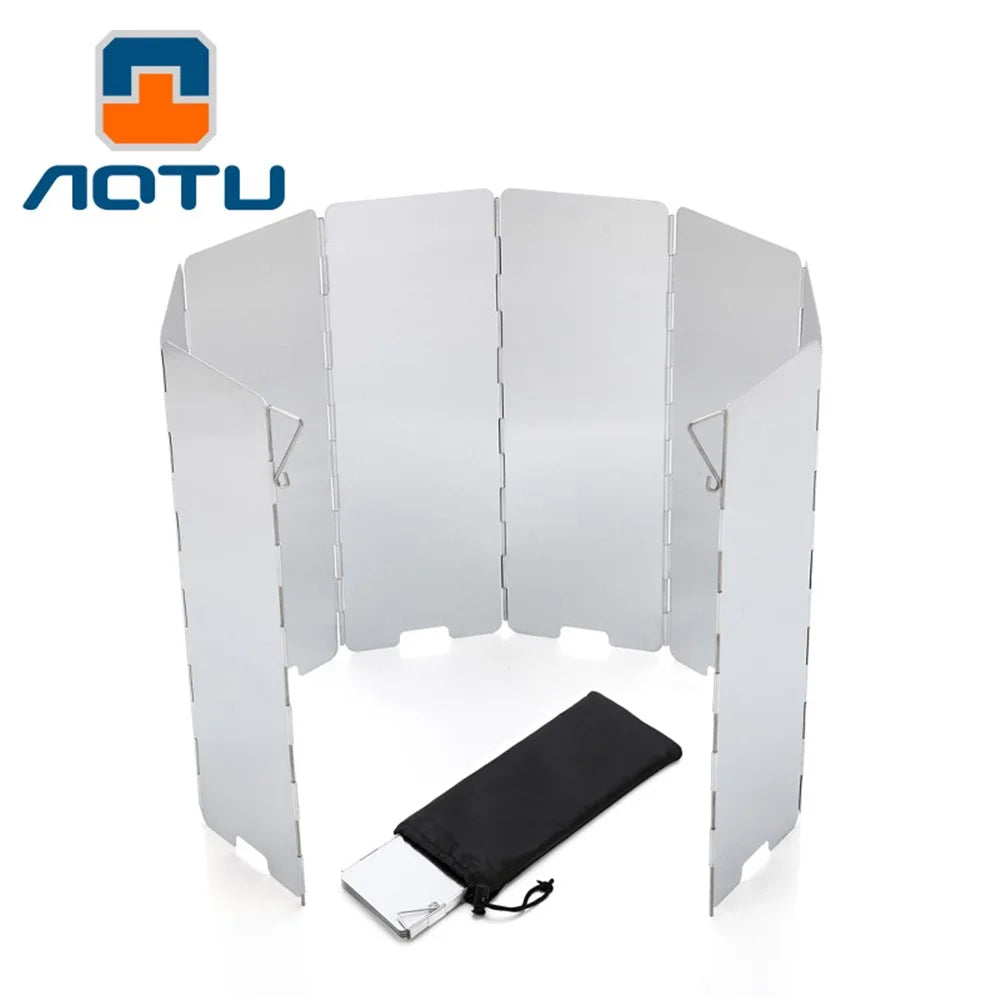 AOTU AT6343 8pcs Aluminum Alloy Outdoor Windshields for Picnic Stove - 1