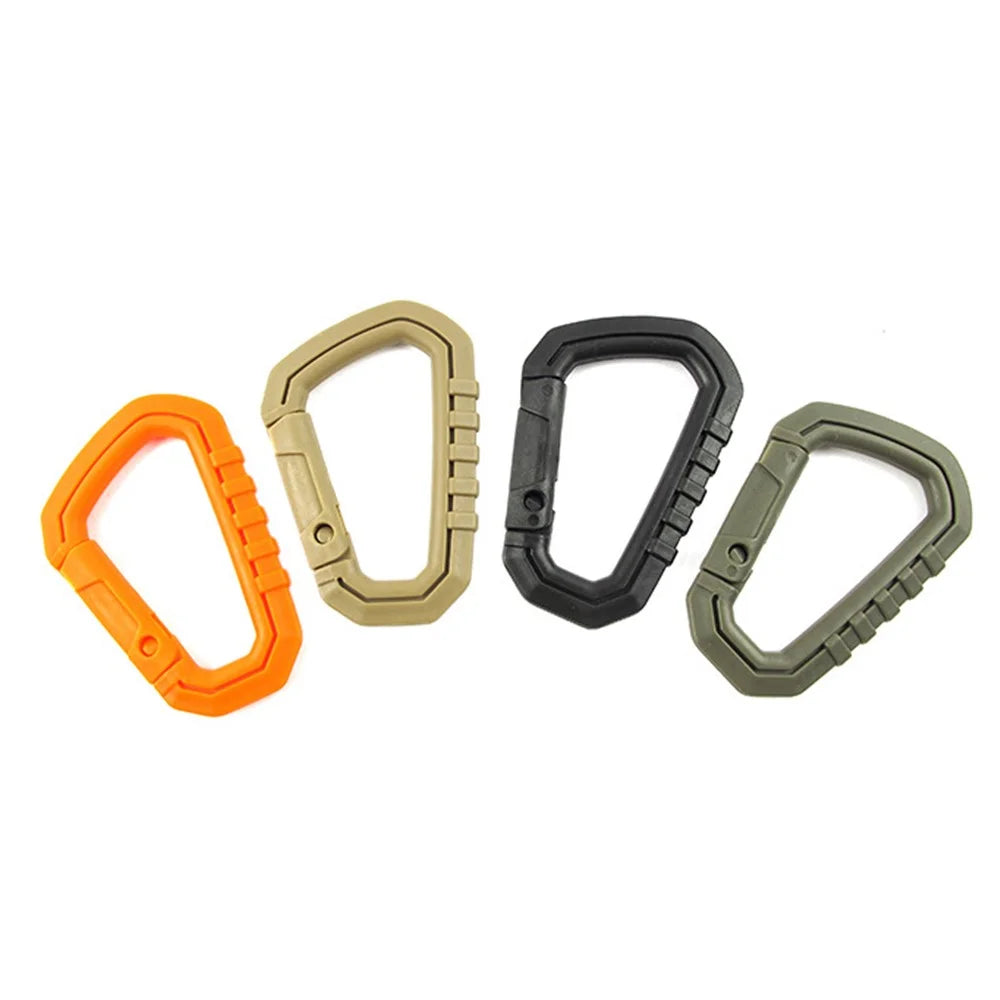 4 Pcs AOTU D-Shape Hard Plastic Carabiner Clip PVC Spring Snap Hook Carabiner for Camping Hiking Everyday Use - 1