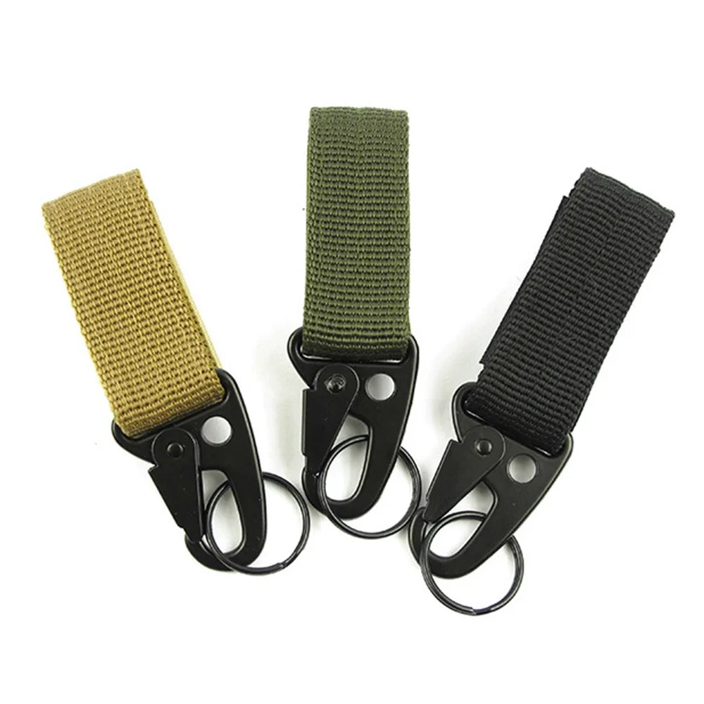 AOTU Tactical Ribbon Buckle Keychain Carabiner Nylon Belt  Gear Keeper - Random Color - 1