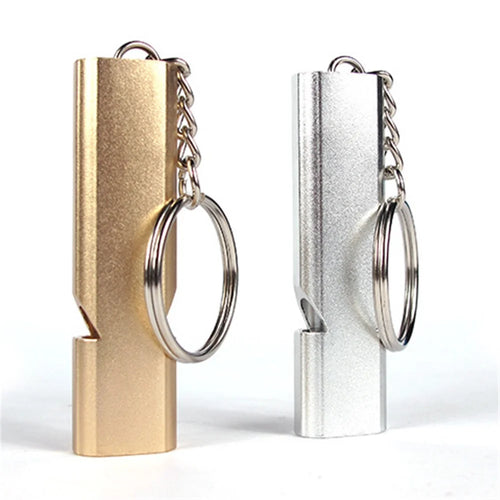 2Pcs/Set AOTU Outdoor Camping Hiking Tool Aluminum Alloy Emergency Survival Whistle Key Chain - Random Color - 1
