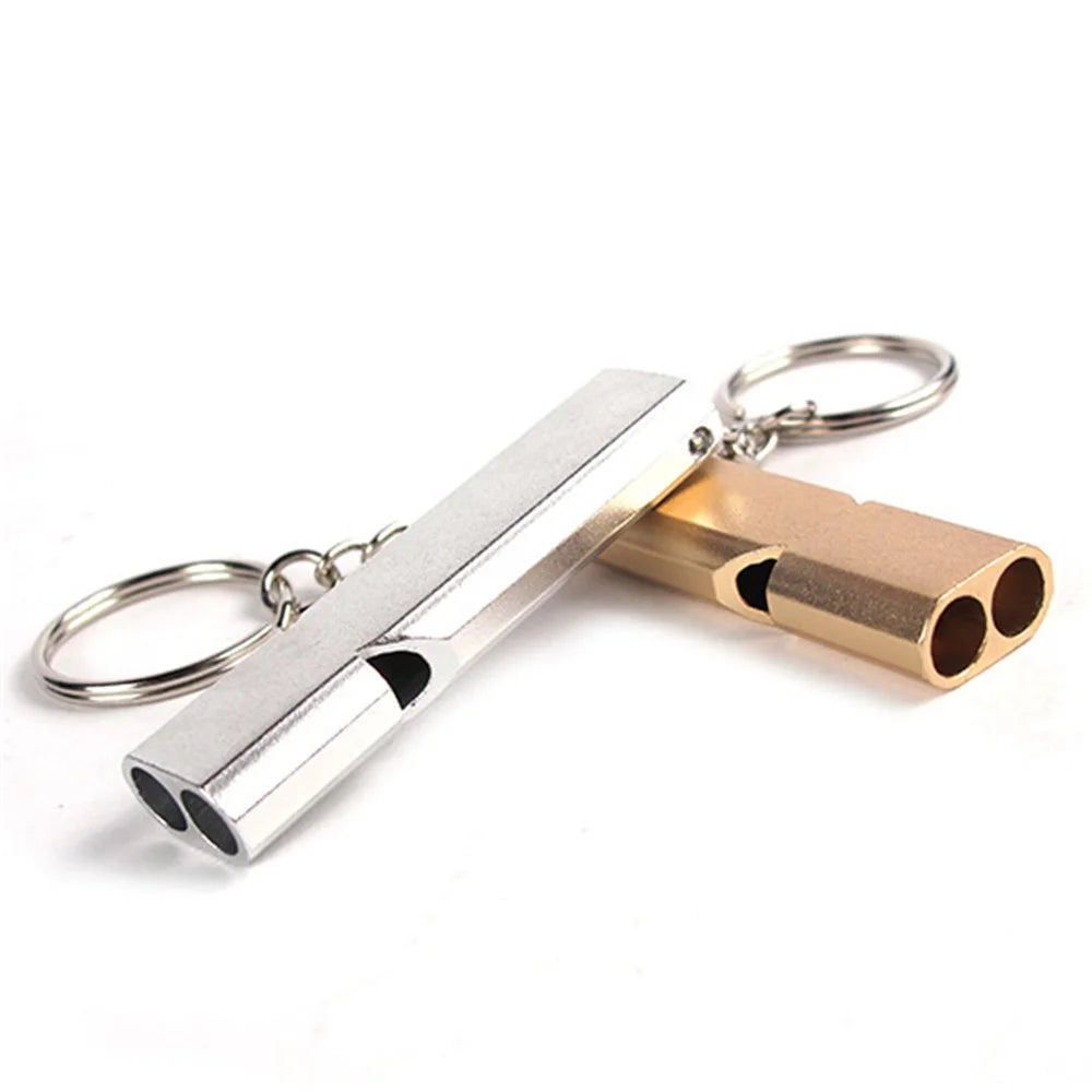 2Pcs/Set AOTU Outdoor Camping Hiking Tool Aluminum Alloy Emergency Survival Whistle Key Chain - Random Color - 5