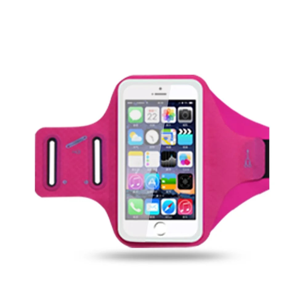 Universal 6.2 inch Smartphones Sports Chinlon Lycra Armband Punch Case for Running Fitness and Cycling, Phone Compartment Size: 8 x 16.5cm - Rose - 1