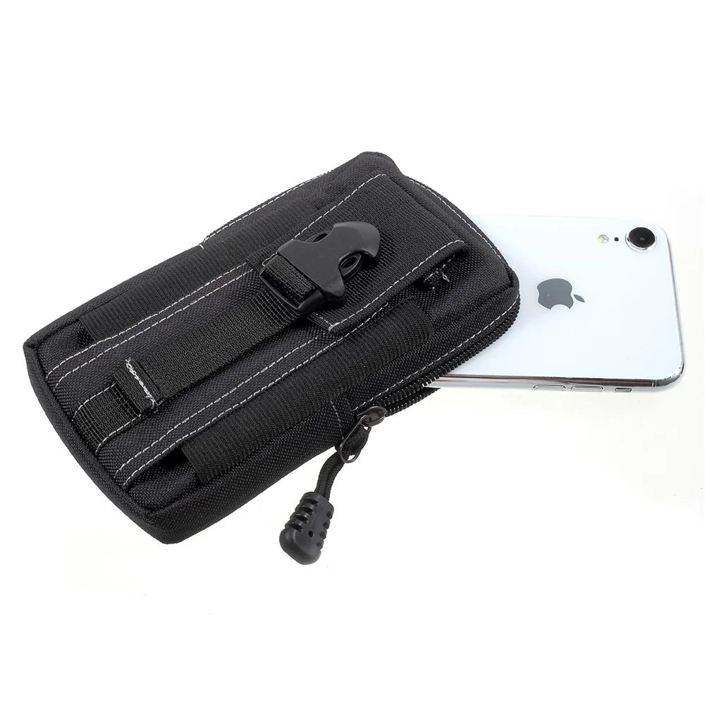 EDC Utility Gadget Bag with Cell Phone Holster Waist Pack Outdoor Tactical Pouch - Black - 4