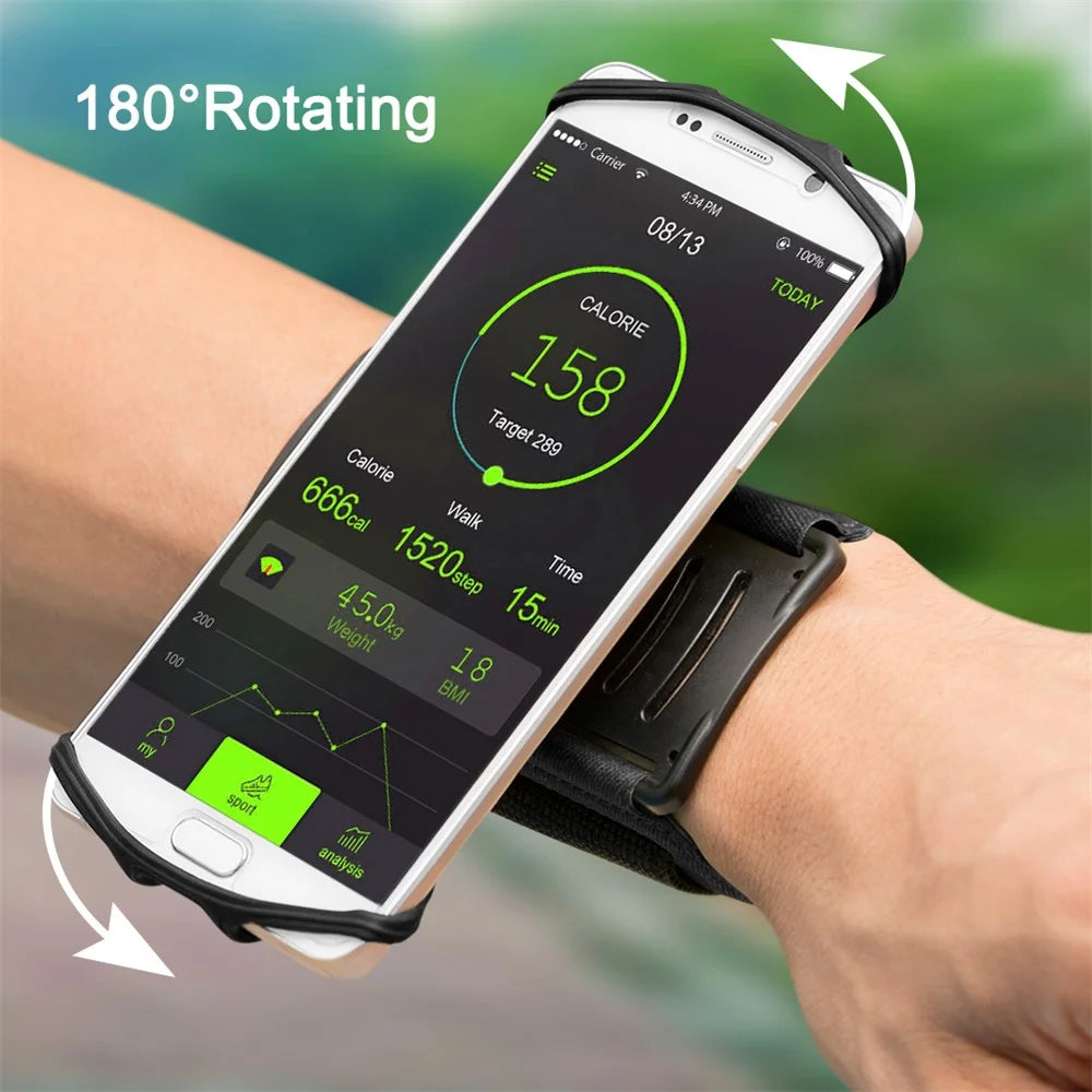 180-degree Rotatable Sport Cycling Running Cellphone Holder Wrist Strap Armband for 4-6 inches Phone - Black - 5