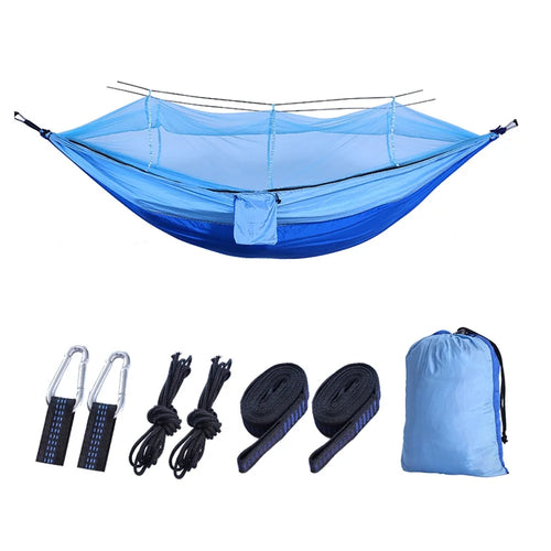 Outdoor Travel Camping Tent Swing Bed Mosquito Net Hanging Hammock - Dark Blue/Light Blue - 1