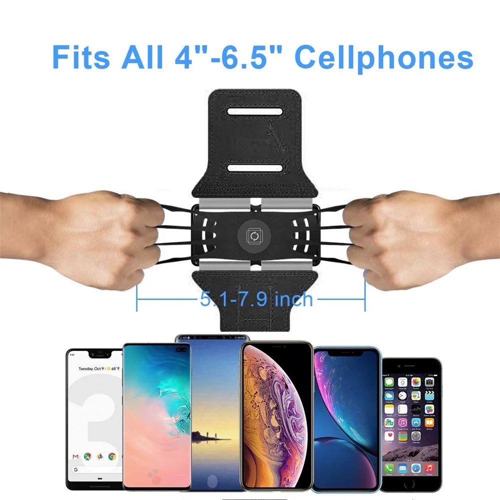 VUP Detachable 360 Degrees Rotatable Phone Holder Armband for Hiking Cycling Running Jogging - Black - 2