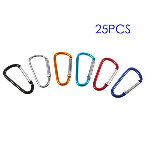25Pcs/Set D Shape Spring-loaded Gate Carabiner for Camping Hiking Traveling (Mixed Color) - 1