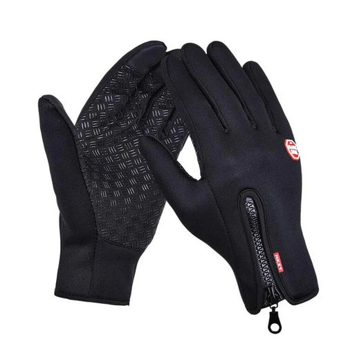 1 Pair Windproof Touch Screen Gloves with Non-Slip Grip and Warm Lining for Skiing Cycling - Black / S - 1