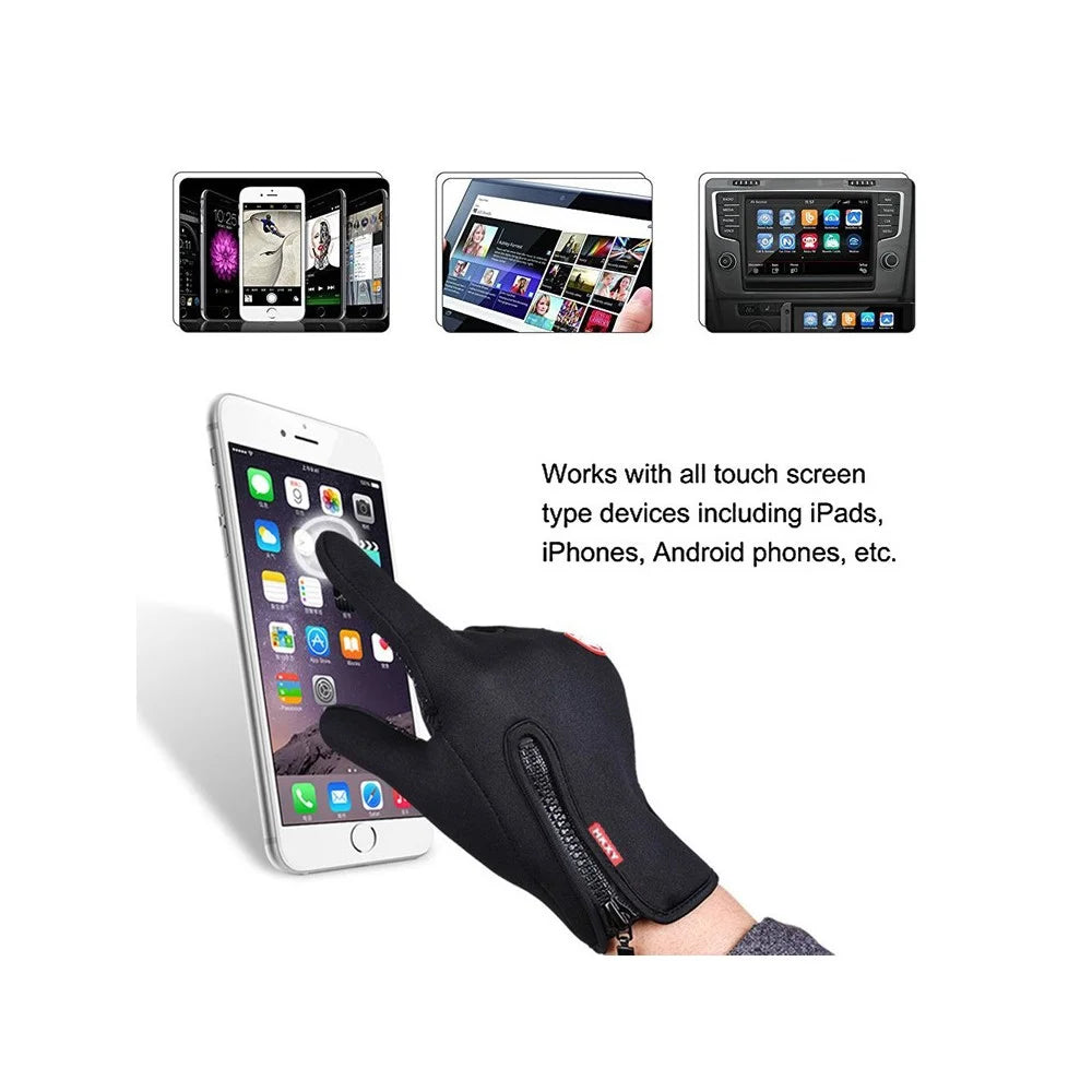 1 Pair Windproof Touch Screen Gloves with Non-Slip Grip and Warm Lining for Skiing Cycling - Black / S - 2