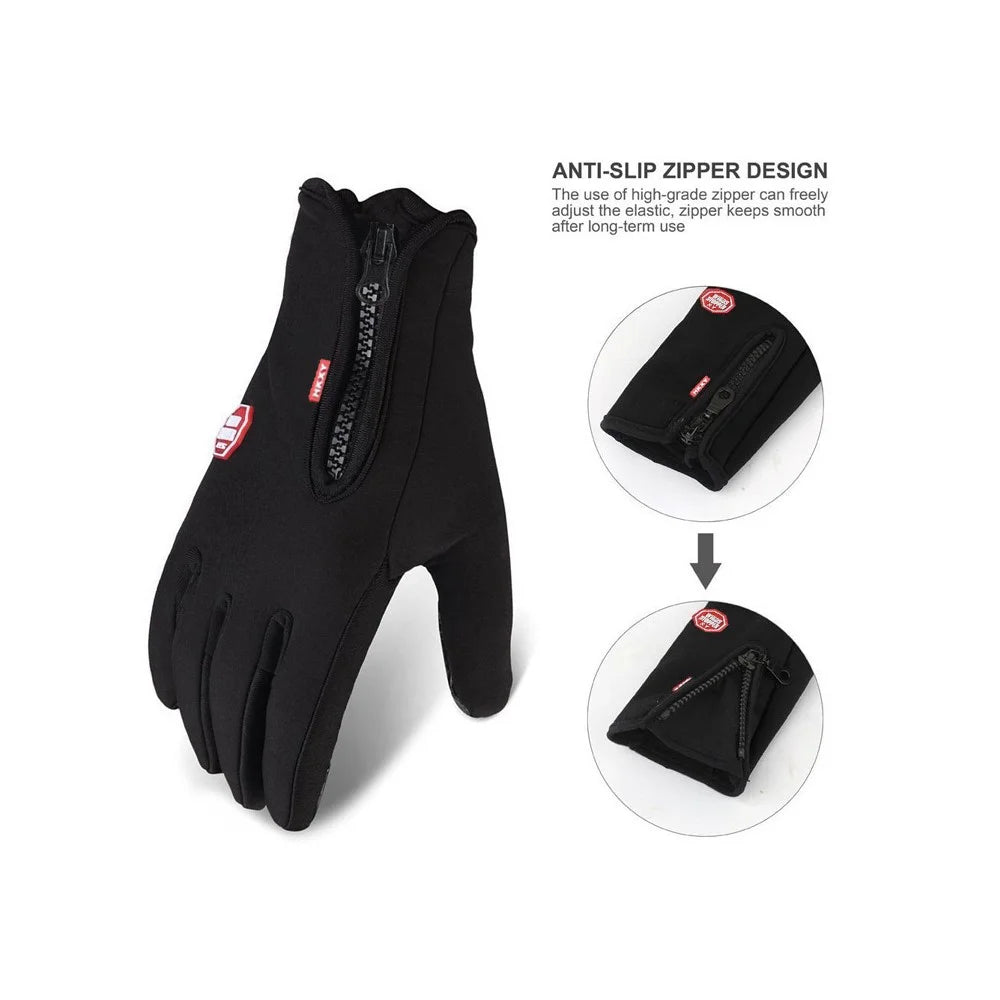 1 Pair Windproof Touch Screen Gloves with Non-Slip Grip and Warm Lining for Skiing Cycling - Black / S - 4