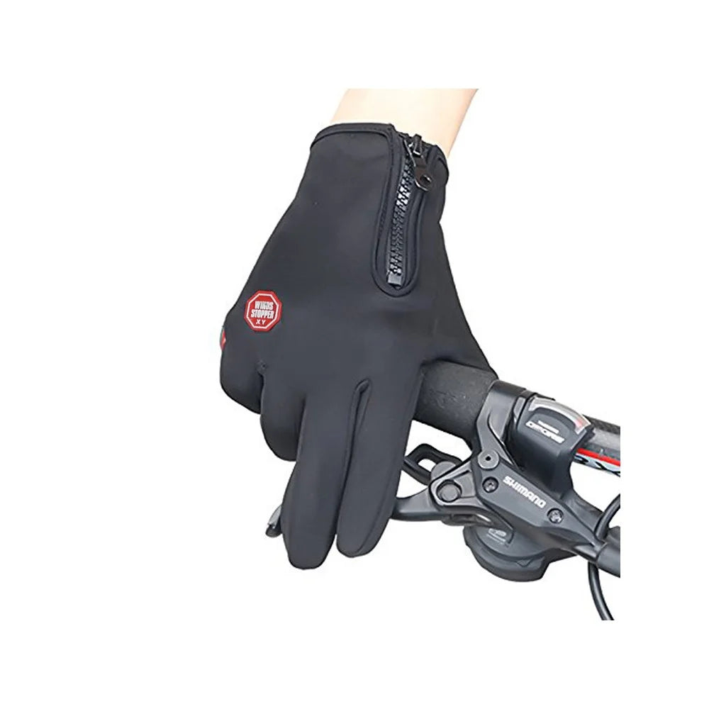1 Pair Windproof Touch Screen Gloves with Non-Slip Grip and Warm Lining for Skiing Cycling - Black / S - 5