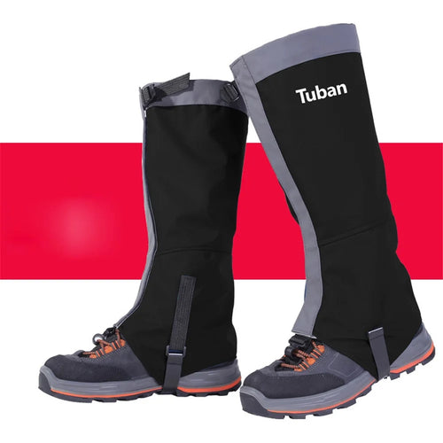 TUBAN Snow Gaiters Reinforced TPU Strap Breathable 420D Nylon Waterproof Boot Gaiters - Black / Size: M - 1