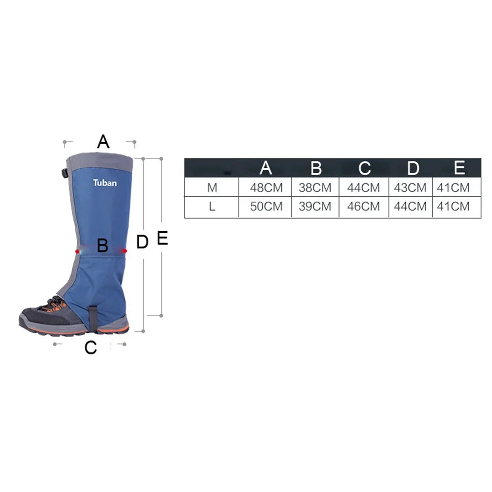 TUBAN Gear Reinforced TPU Strap Breathable 500D Nylon Hiking Gaiters Snow Gaiters - Black / Size: M - 2