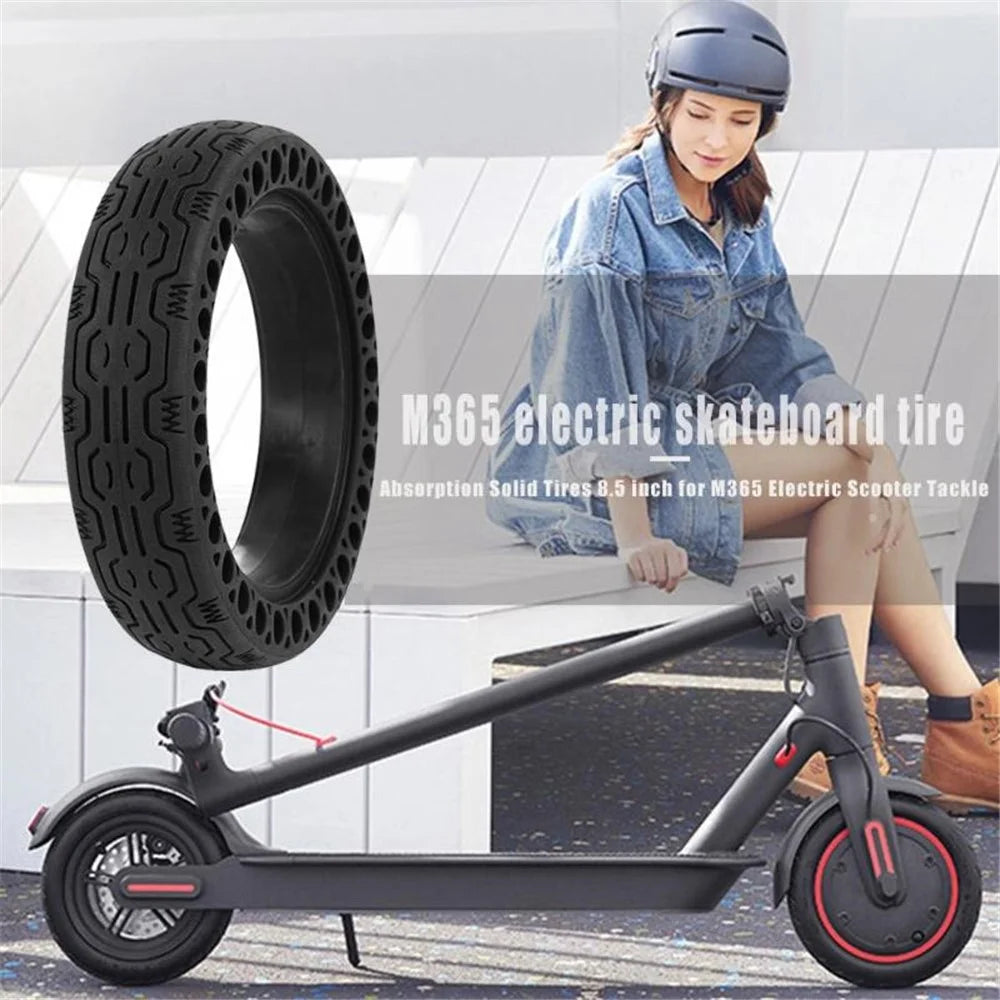 Non-inflatable Shock-absorbing Honeycomb Solid Tire Anti-explosion Rubber Tire Scooter Accessories for Xiaomi M365 Electric Scooter - Black - 4