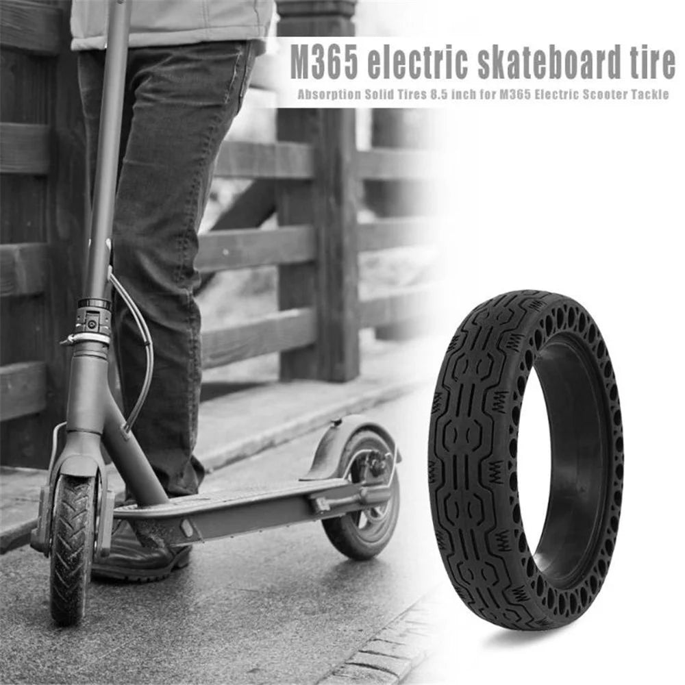 Non-inflatable Shock-absorbing Honeycomb Solid Tire Anti-explosion Rubber Tire Scooter Accessories for Xiaomi M365 Electric Scooter - Black - 5