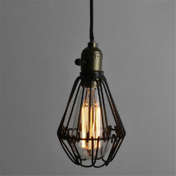 Vintage Style Mini Cage Hanging Sconce Light Pendant - 7