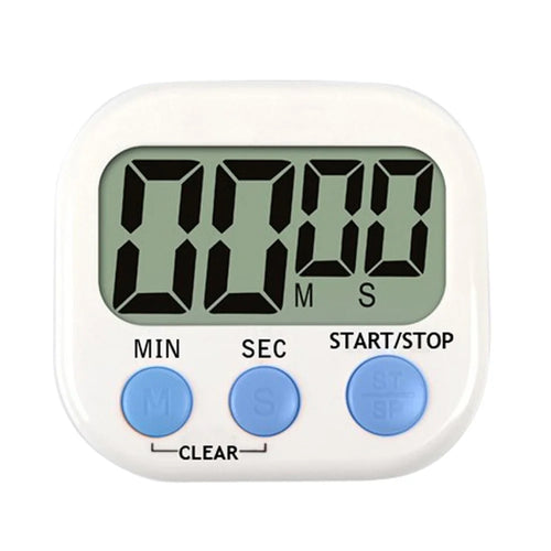 Large Screen LCD Display Electronic Digits Timer Alarm Clock with Stand - White / Blue - 1