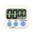Large Screen LCD Display Electronic Digits Timer Alarm Clock with Stand - White / Blue - 1