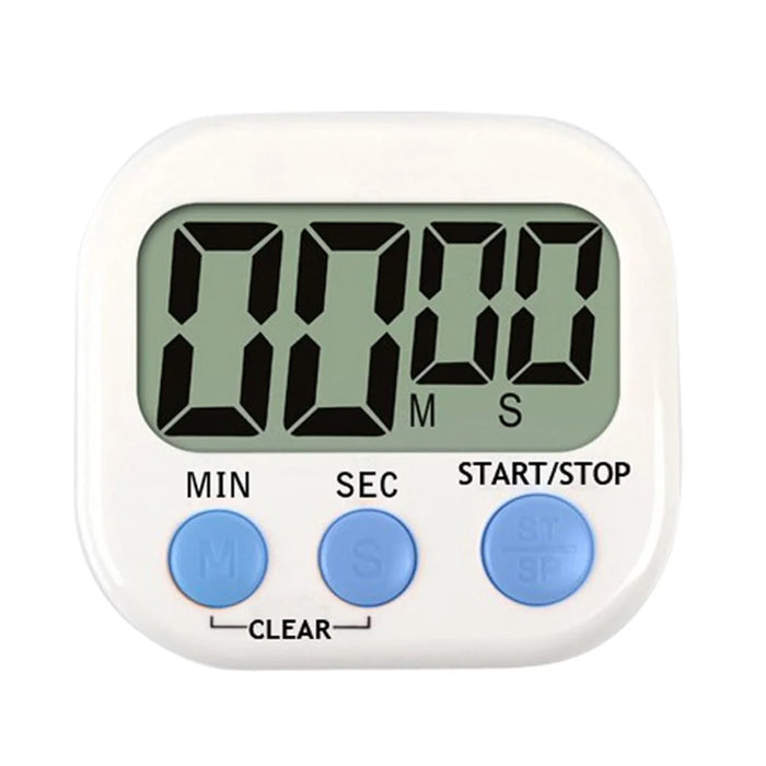 Large Screen LCD Display Electronic Digits Timer Alarm Clock with Stand - White / Blue - 1