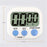 Large Screen LCD Display Electronic Digits Timer Alarm Clock with Stand - White / Blue - 2