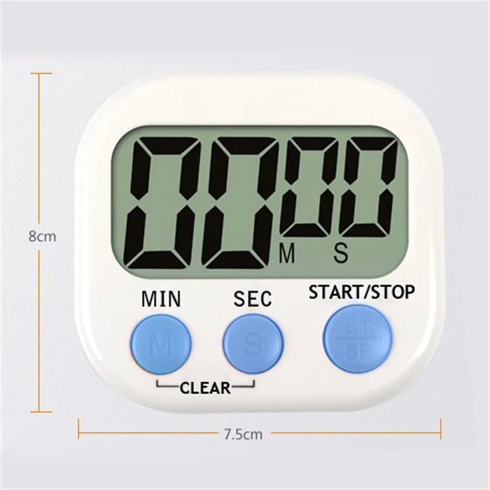 Large Screen LCD Display Electronic Digits Timer Alarm Clock with Stand - White / Blue - 2