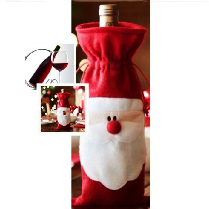 Santa Claus Wine Bottle Cover Bag Christmas Table Dinner Decoration - 1