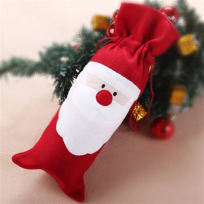 Santa Claus Wine Bottle Cover Bag Christmas Table Dinner Decoration - 2