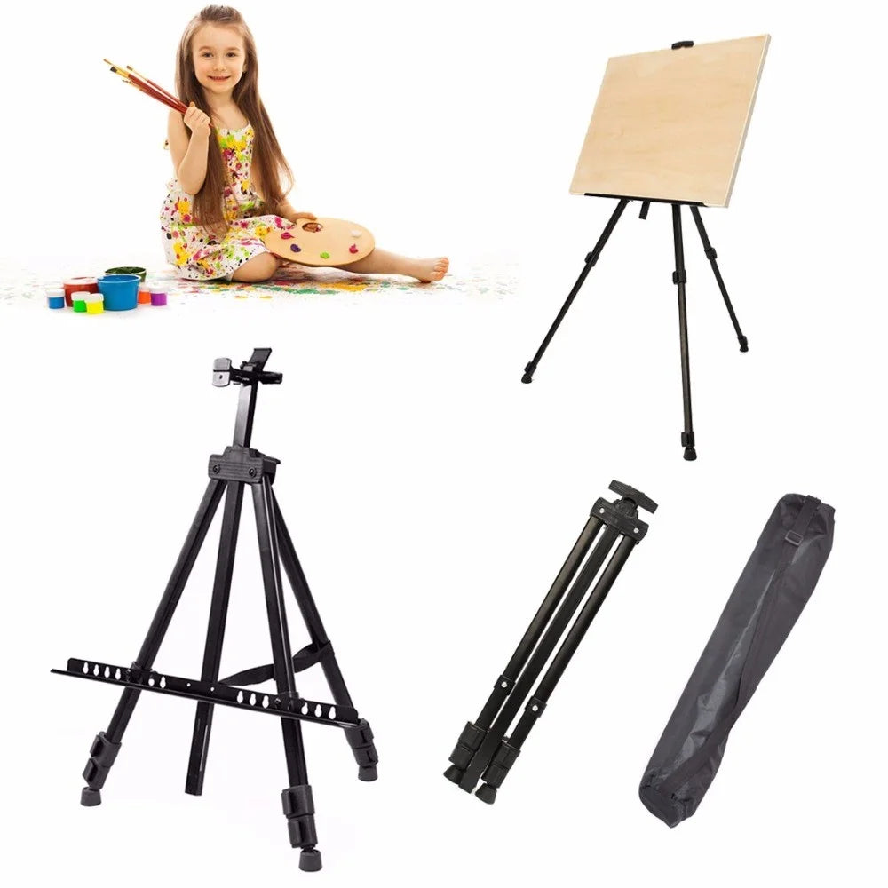 Portable Metal Triangular Easel Adjustable Tripod Display Stand for Poster Displaying Drawing and Paint - 3