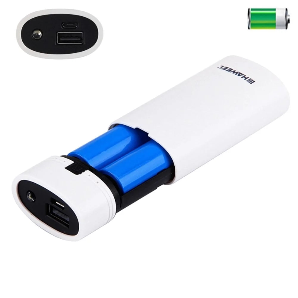 HAWEEL Portable 2 x 18650 Charger Box Power Bank and Battery Charger Box with LCD Power Display - White - 2