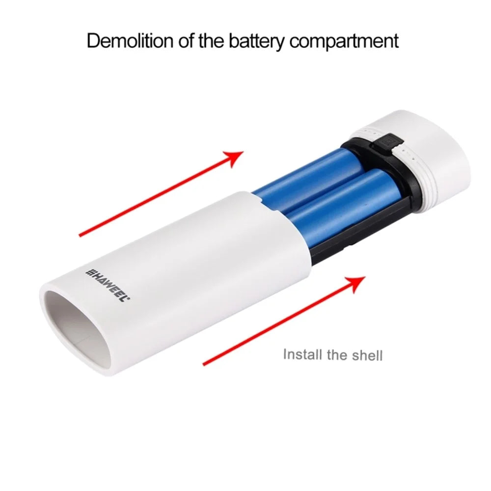 HAWEEL Portable 2 x 18650 Charger Box Power Bank and Battery Charger Box with LCD Power Display - White - 3