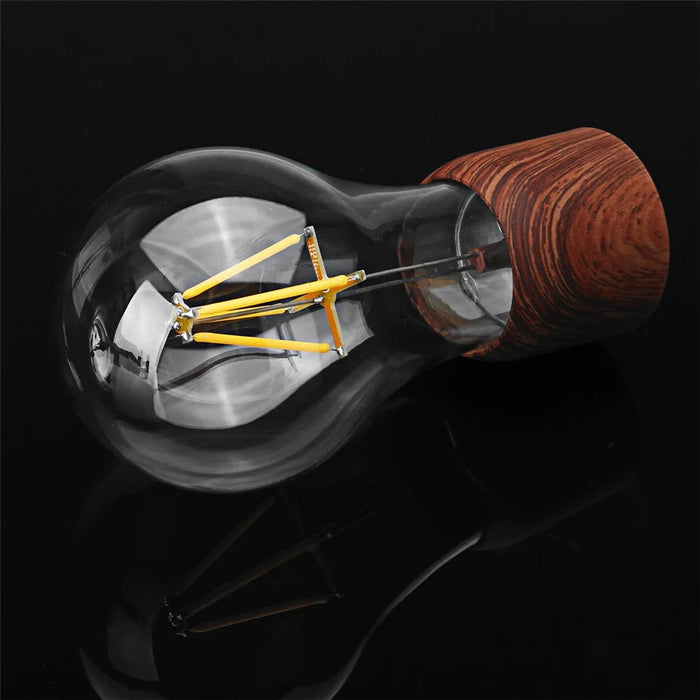 Magnetic Levitating Light Bulb Desk Wood Grain Floating Lamp Home Office Decor - EU Plug - 7