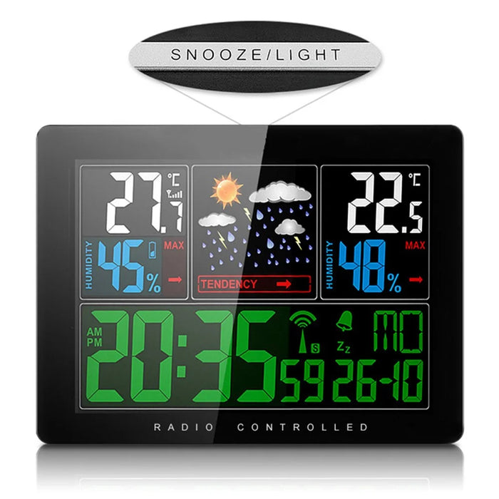 Temperature Humidity Wireless Weather Forecast Station Alarm and Snooze Thermometer Hygrometer Clock - EU Plug - 4