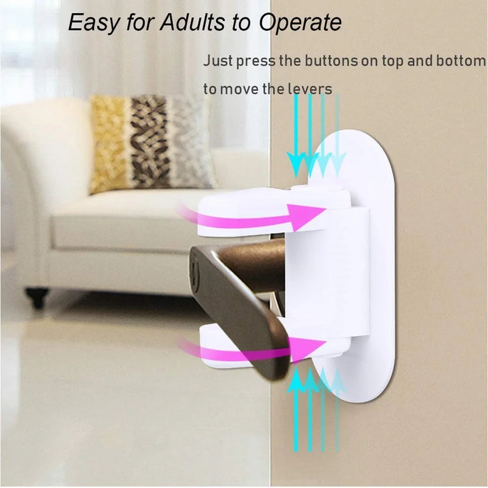 2PCS Door Handle Safety Lock Child Safety Door Lever Lock with Adhesive - 7