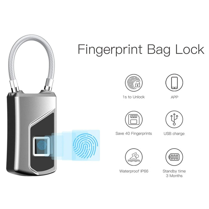 Intelligent Waterproof Fingerprint Luggage Suitcase Backpack Lock - 2