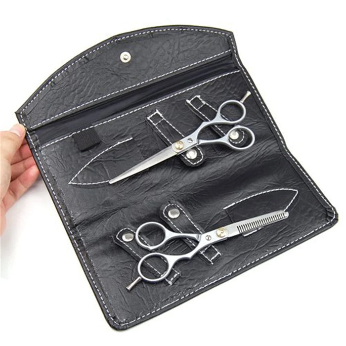 2Pcs/Set Professional Haircut Barber Scissor + Thinning Shear with Leather Package Bag - 2