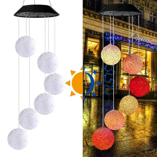 Hanging Solar Wind Chime Light Powered LED Light Color Changing Garden Outdoor Decor Lamp - 1