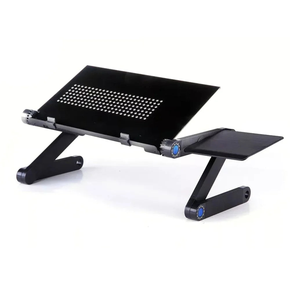 Aluminum Alloy Folding Laptop Table Book Holder with Mouse Pad Cooling Fan - Black - 3