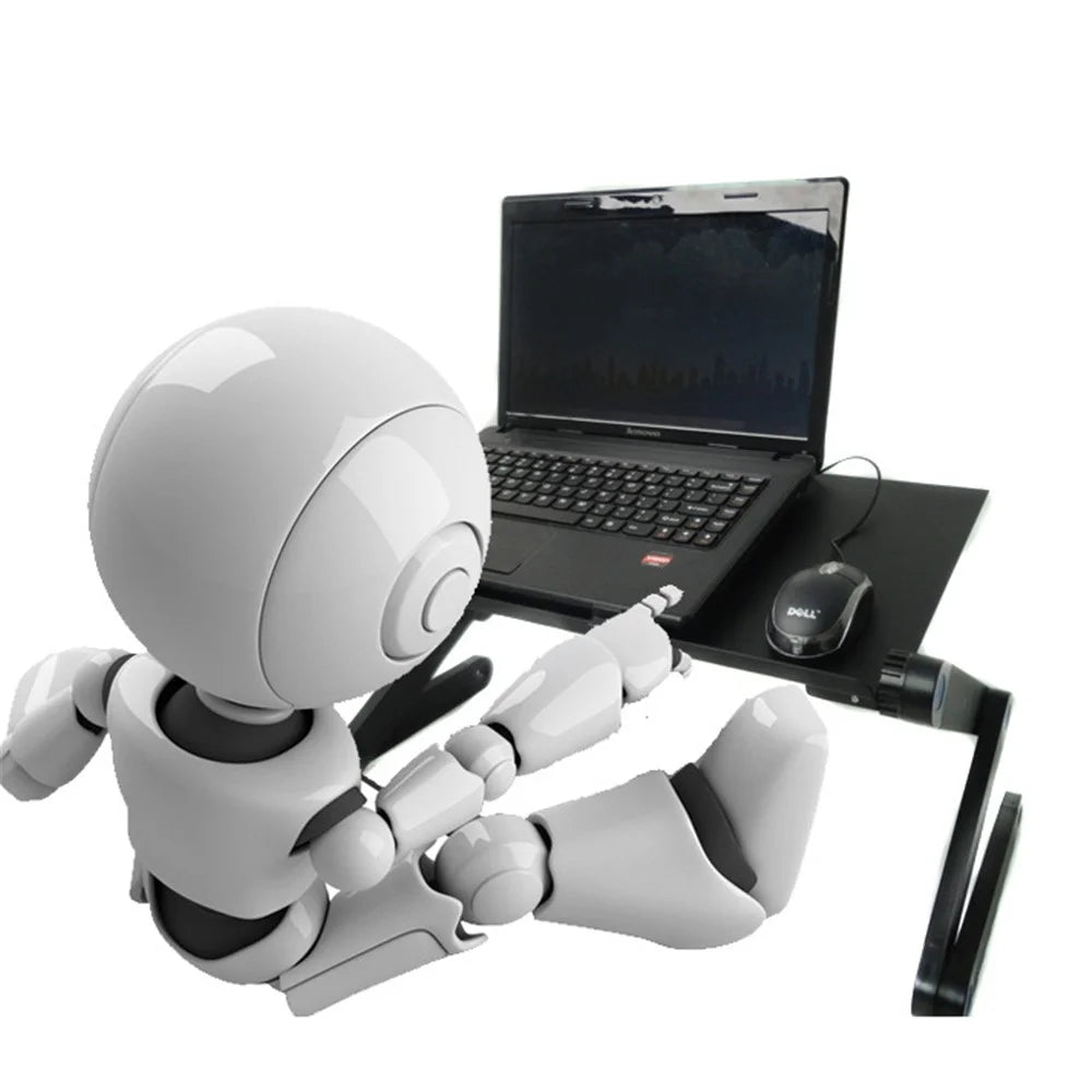 Aluminum Alloy Folding Laptop Table Book Holder with Mouse Pad Cooling Fan - Black - 5