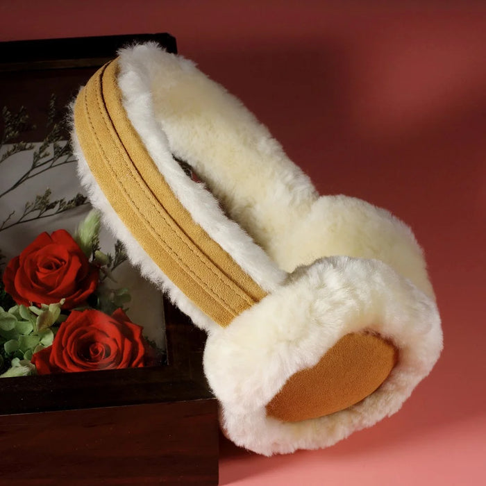 Fluffy Wool Warm Earmuffs Windproof Winter Ear Protector - Khaki - 1