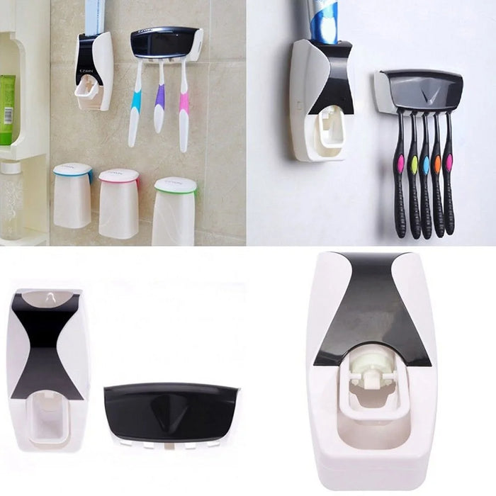 Practical Automatic Toothpaste Squeezer Toothbrush Holder Set with Sticker - 2