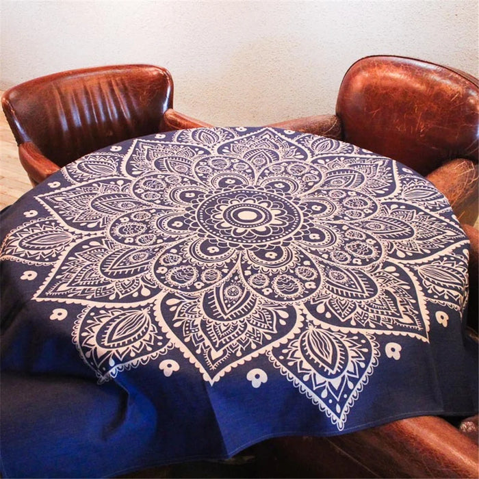 Square Cotton Linen Dining Table Cloth Cover 85 x 85cm - Henna Lotus - 1