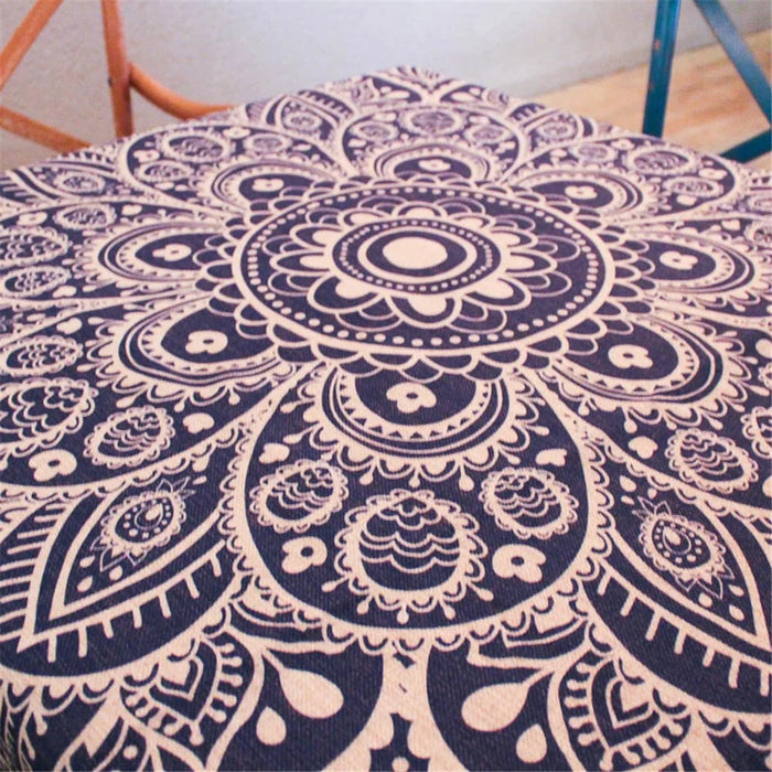 Square Cotton Linen Dining Table Cloth Cover 85 x 85cm - Henna Lotus - 3