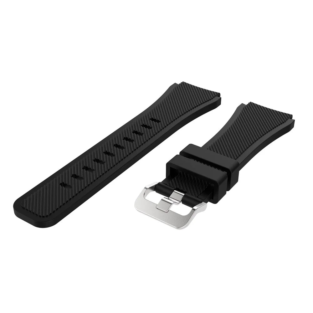 22mm Soft Silicone Sports Watch Strap Wrist Band Replacment for Samsung Gear S3 Frontier / S3 Classic - Black - 1