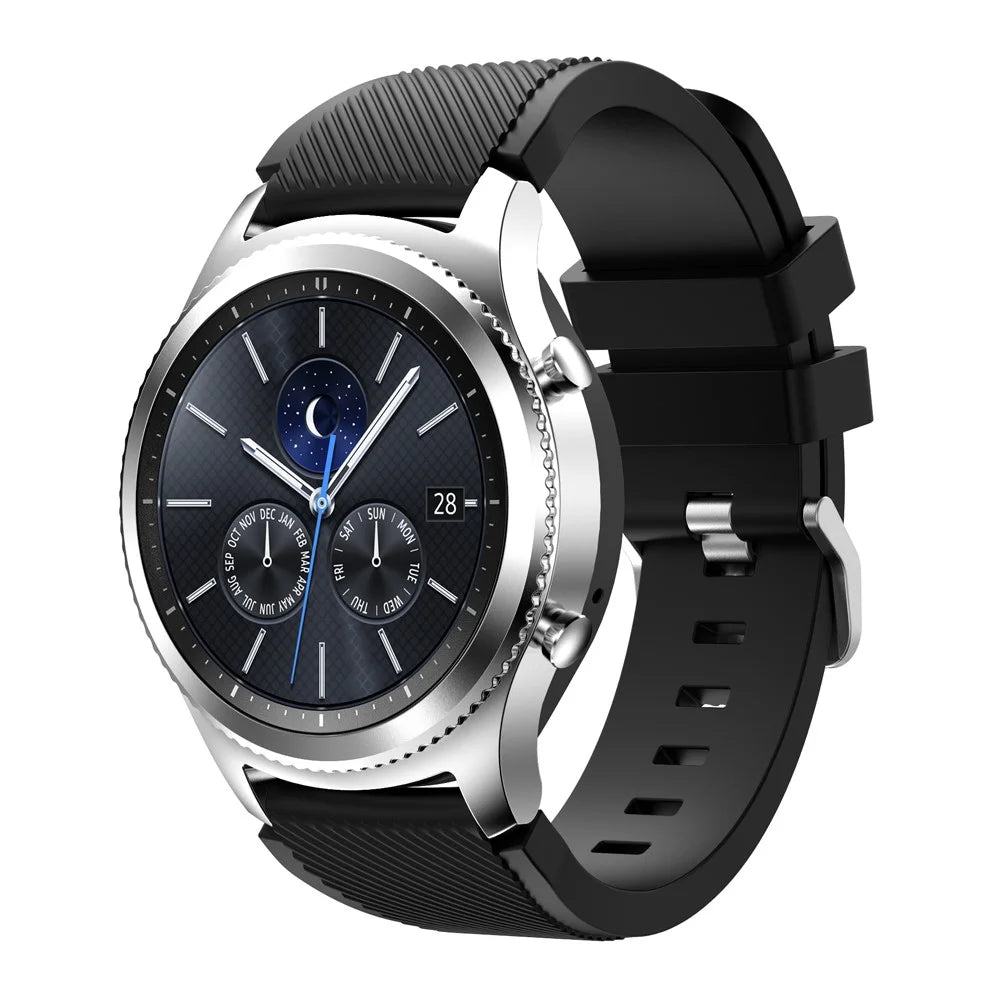22mm Soft Silicone Sports Watch Strap Wrist Band Replacment for Samsung Gear S3 Frontier / S3 Classic - Black - 2