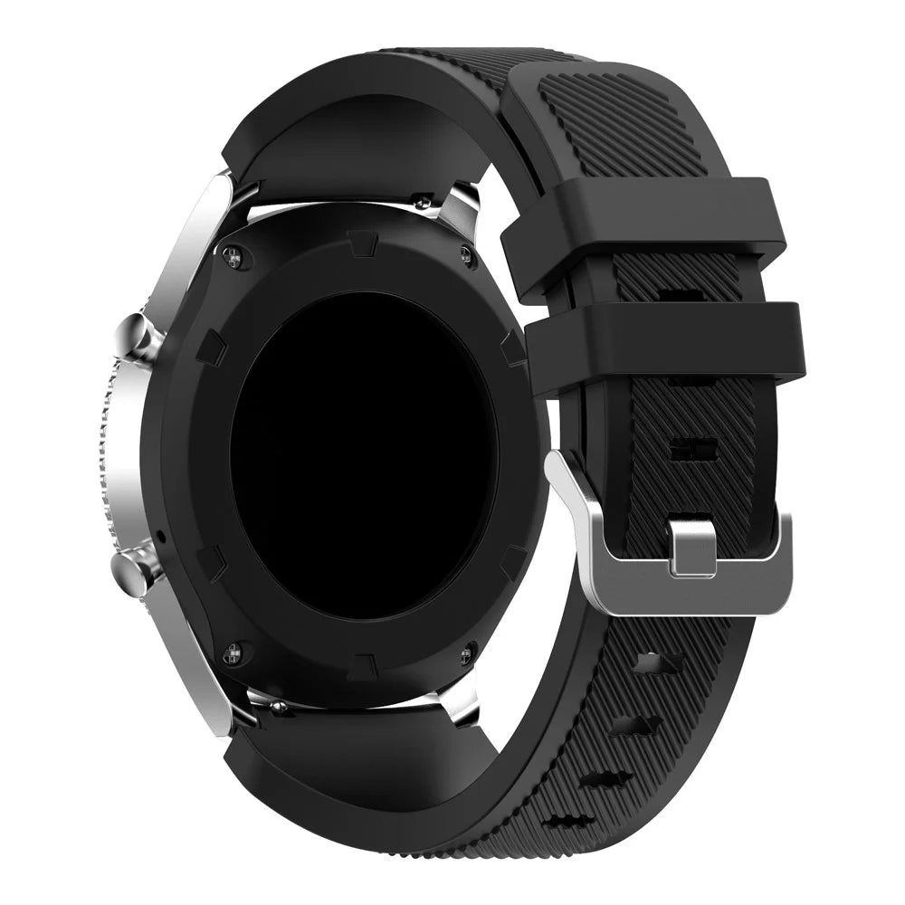 22mm Soft Silicone Sports Watch Strap Wrist Band Replacment for Samsung Gear S3 Frontier / S3 Classic - Black - 3