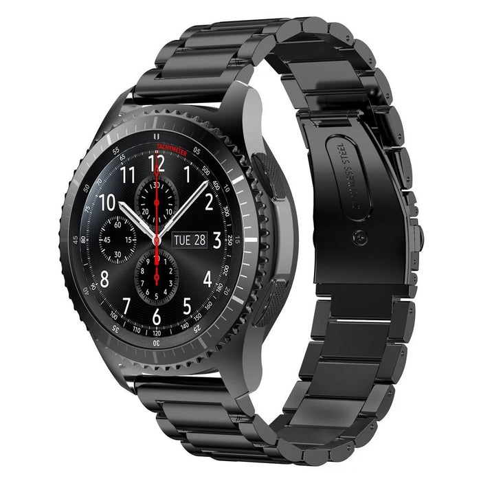 22mm Solid Stainless Steel Chain Watch Band for Samsung Galaxy Watch3 45mm - Black - 2