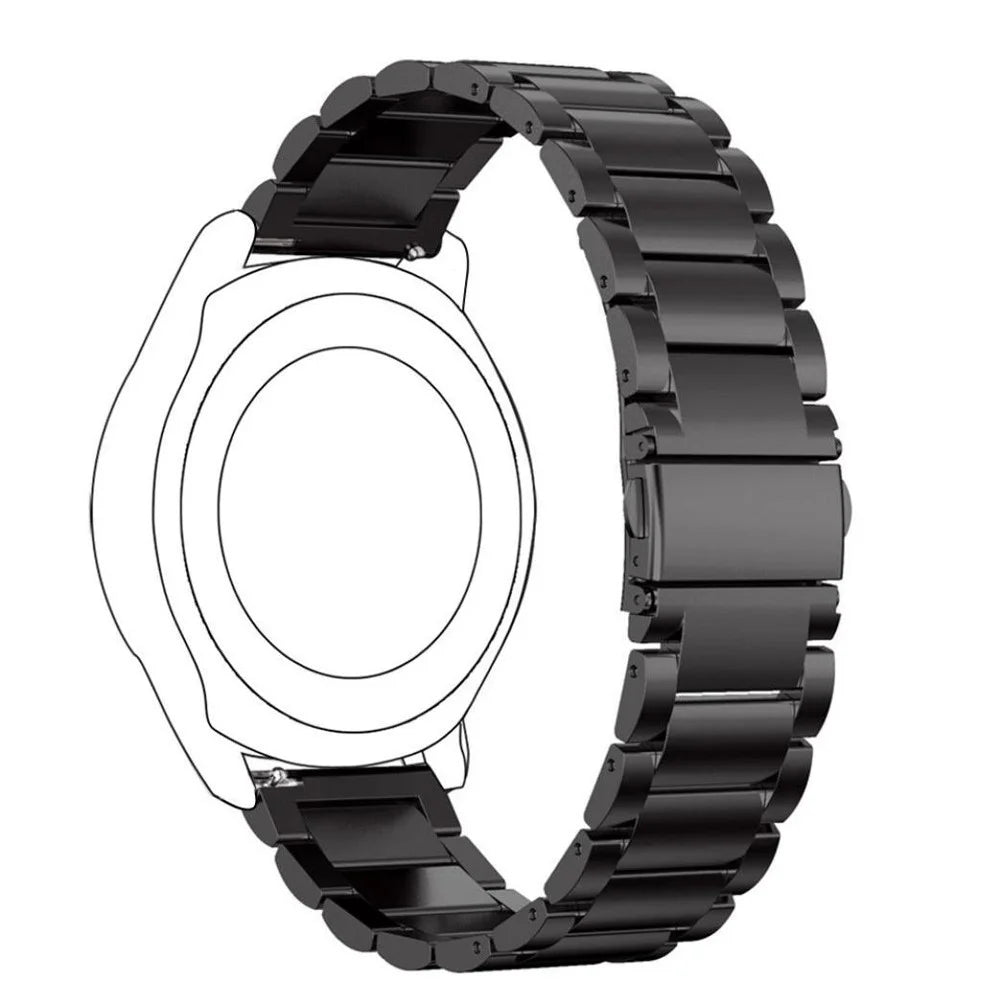 22mm Universal Classic Stainless Steel Watch Band for Samsung Gear S3 Frontier/Garmin Active Etc - Black - 1
