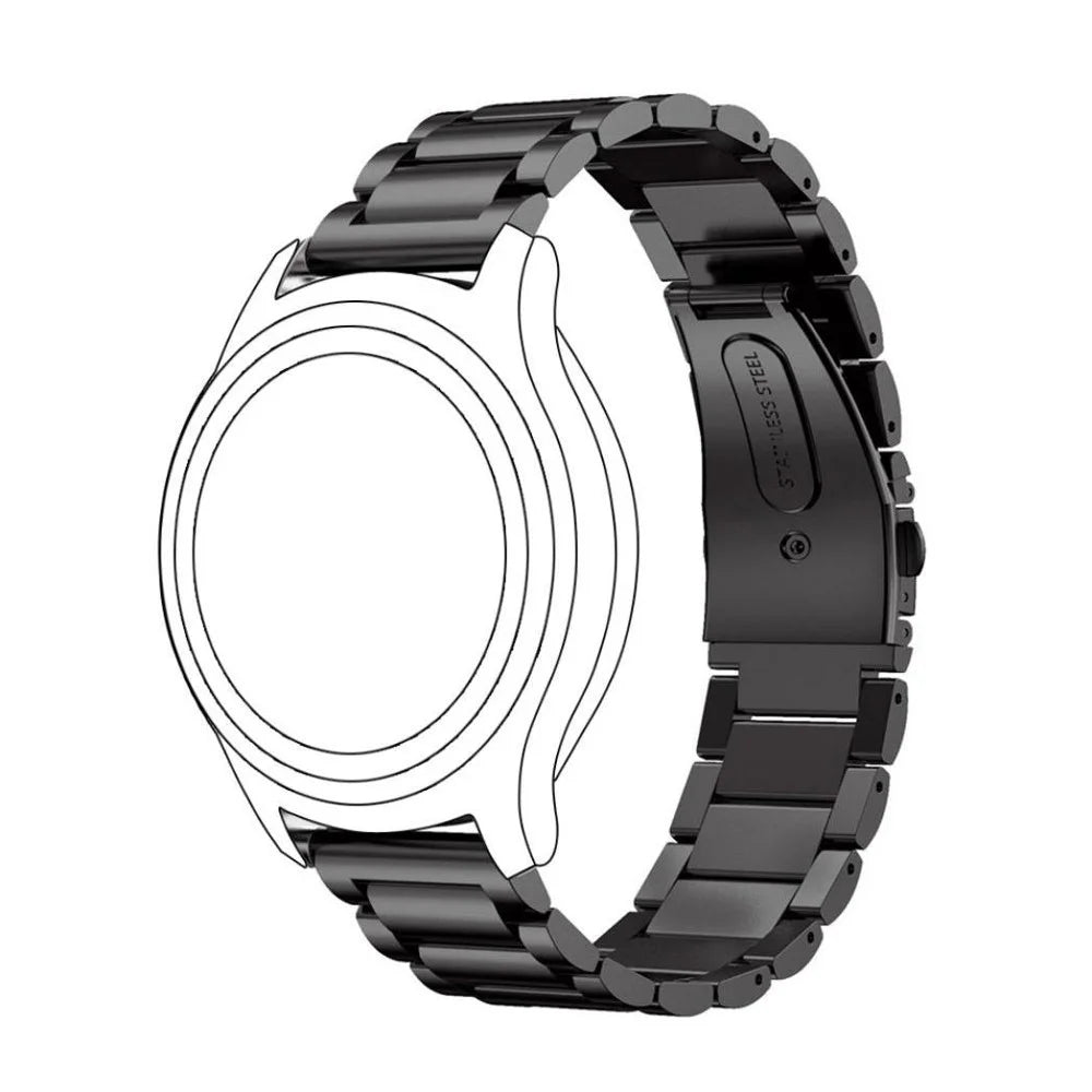 22mm Universal Classic Stainless Steel Watch Band for Samsung Gear S3 Frontier/Garmin Active Etc - Black - 3